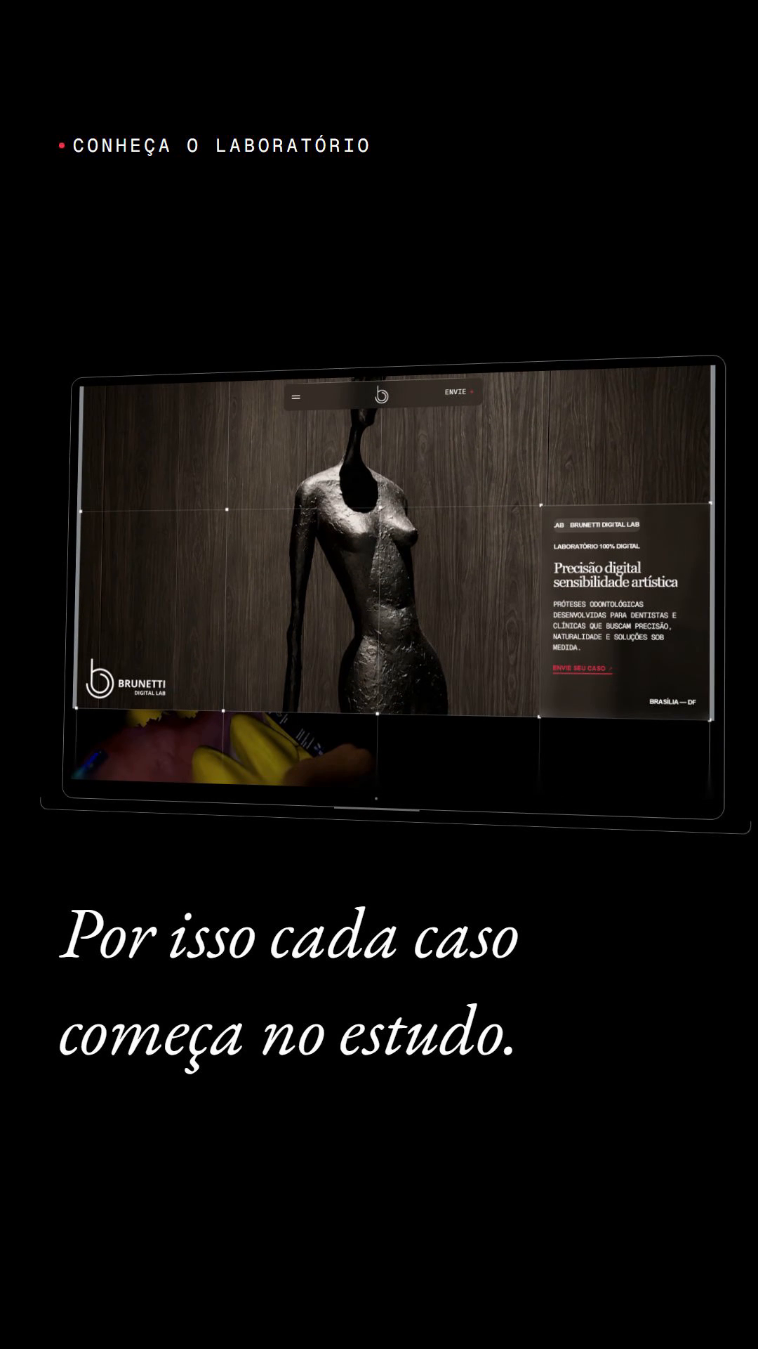 Quadro do reel mostrando o site Brunetti